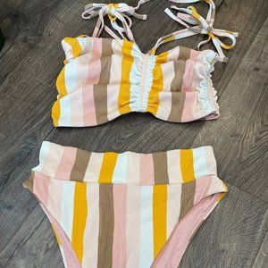 Pink High Hip Two Piece Bikini Swimsuit
